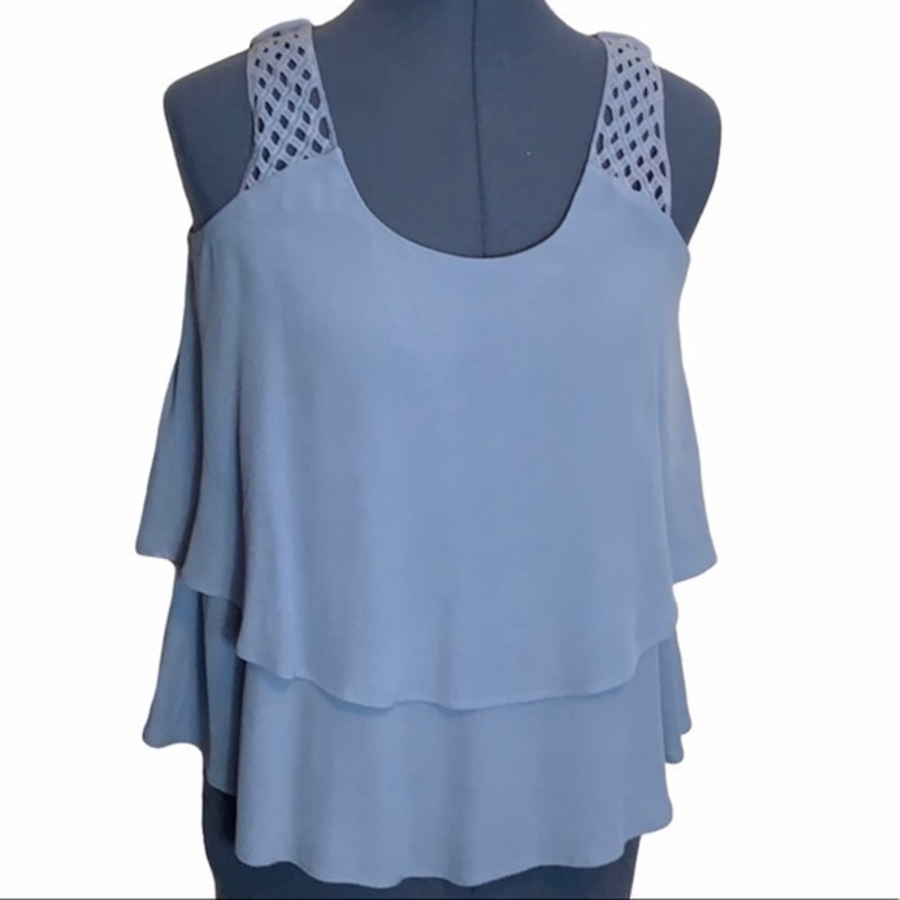 Loft Light Blue Tiered Tank Size XS